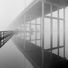 Kemah Overpass and Winter Fog, Evening, Kemah, TX, c. 2009